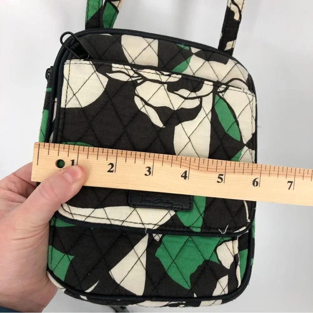 Vera Bradley‎ Hipster Purse Green White Black Quilted Small Crossbody